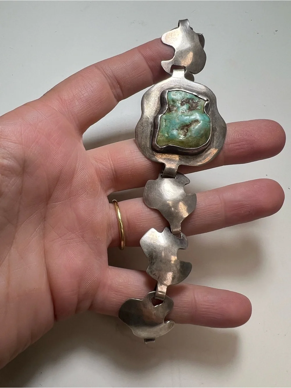 Sterling Silver Bracelet with Turquoise Stone - Picture 1 of 16